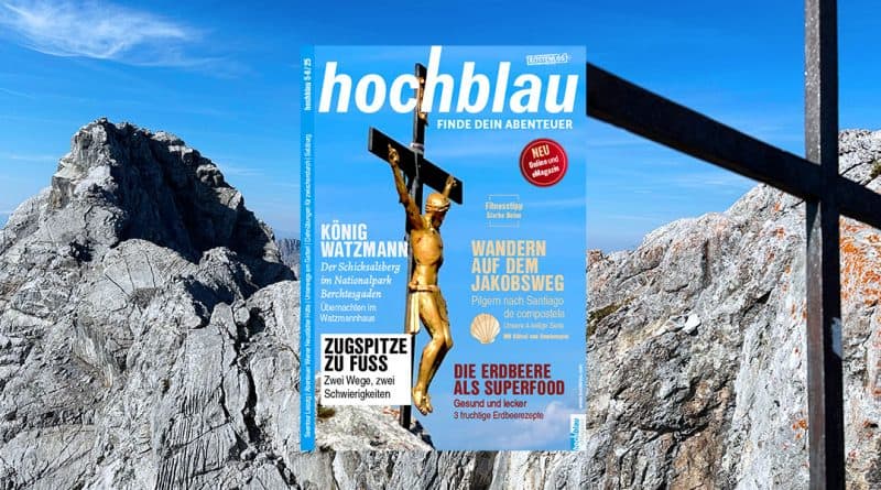 hochblau Magazin Cover – Ausgabe 5/6-2025 vor Watzmann-Gipfelgrat zur Mittelspitze