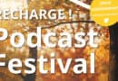 Plakat zum RECHARGE! Podcast Festival Malente 2026 auf Gut Immenhof mit Termin vom 9. bis 11. Oktober.